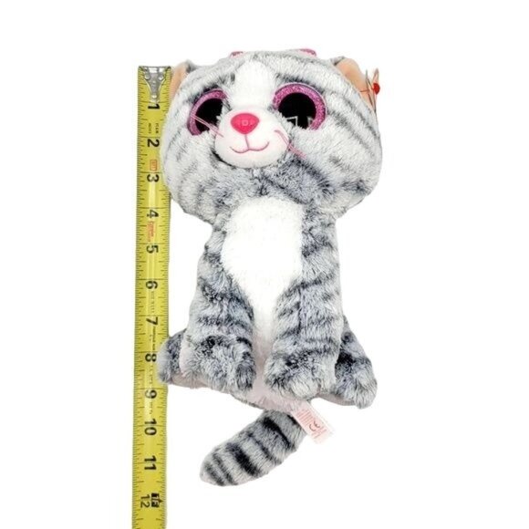 2/$15 Ty Beanie Boos Plush Gray 9" Glitter Eyes Tabby Kitten Tag 2016 Kiki Cat - Picture 11 of 11